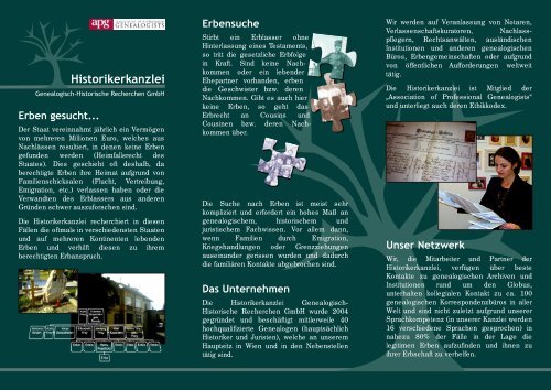 Flyer Historikerkanzlei - Historikerkanzlei | Genealogisch ...