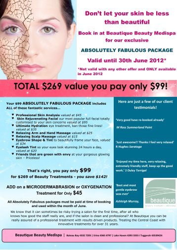 June spec offers - Beautique Beauty Medispa