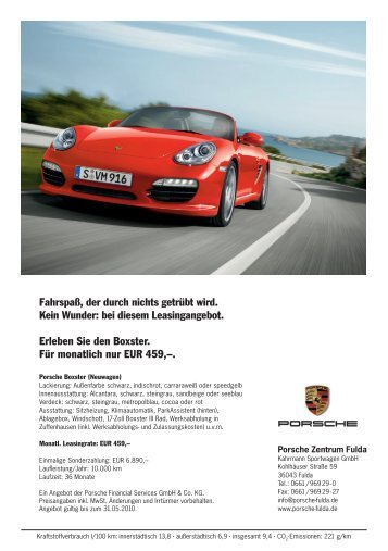 bei diesem Leasingangebot. Erleben Sie den Boxster. Für ... - Porsche