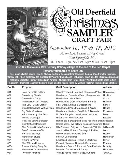 a PDF version of the 2012 Show Program - Old Deerfield Craft Fairs