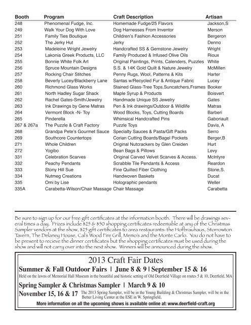 a PDF version of the 2012 Show Program - Old Deerfield Craft Fairs