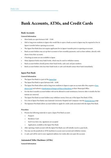 Bank Accounts, ATMs, and Credit Cards