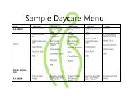 Sample Daycare Menu - Mothercraft