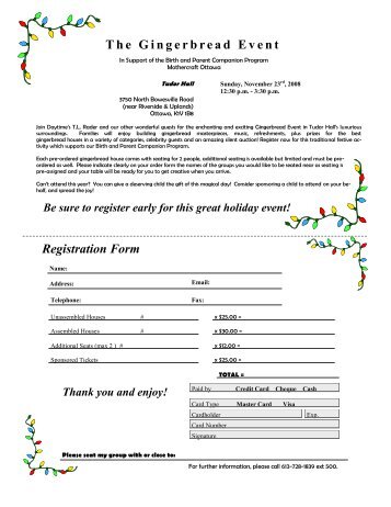 The Gingerbread Event Registration Form - Mothercraft