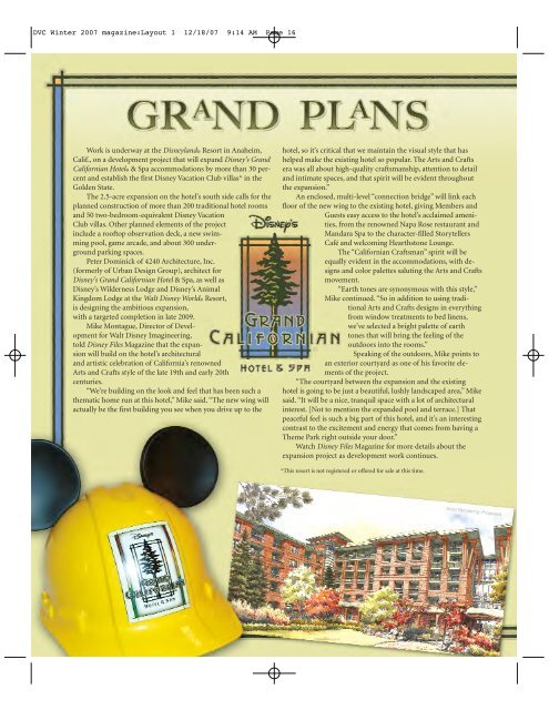 DVC Winter 2007 magazine:Layout 1 - Disney Vacation Club