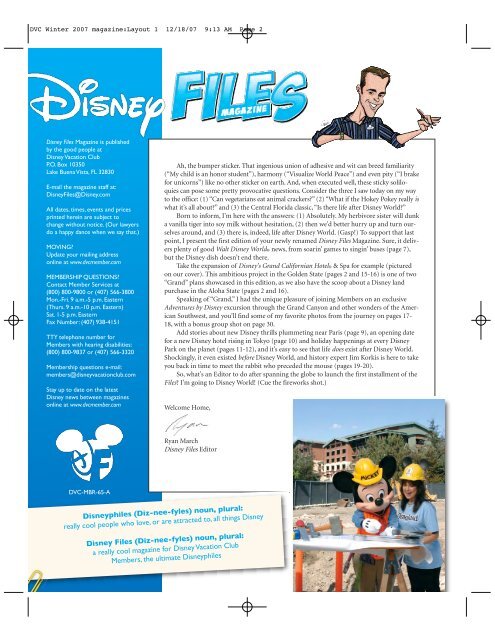 DVC Winter 2007 magazine:Layout 1 - Disney Vacation Club