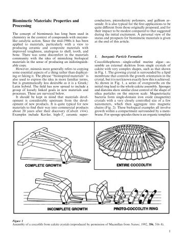 Biomimetic Materials: Properties and Processing