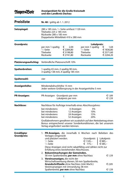 Amper-Bote Mediadaten 2012