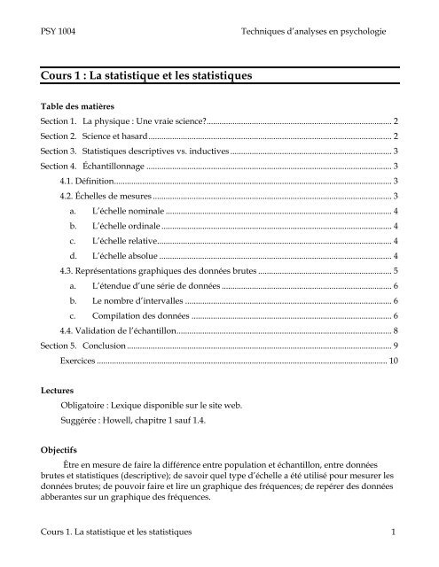 Cours 1 La Statistique Et Les Statistiques Universite D Ottawa