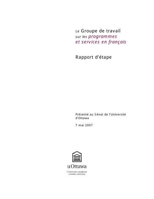 Mai 2007 : rapport d'étape - Université d'Ottawa