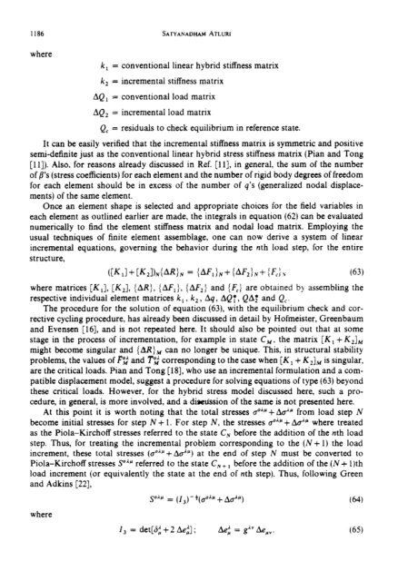 on the hybrid stress finite element model for incremental analysis of ...