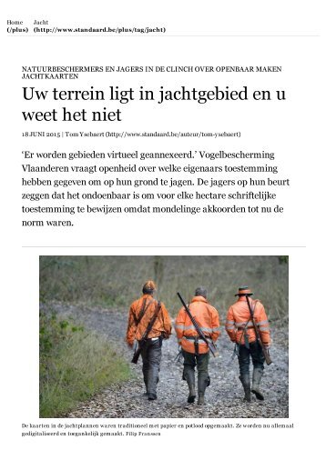 De Standaard : Uw terrein ligt in jachtgebied en u weet het niet - 18 juni 2015