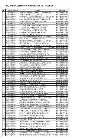 RC BOOK DISPATCH REPORT DATE - 18/06/2011 - Surat R.T.O.