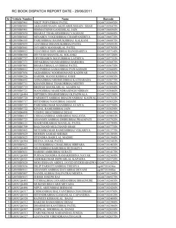 RC BOOK DISPATCH REPORT DATE - 29/06/2011 - Surat R.T.O.