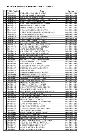 RC BOOK DISPATCH REPORT DATE - 13/06/2011 - Surat R.T.O.