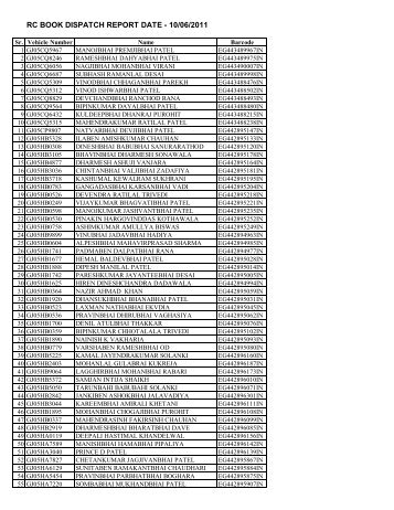 RC BOOK DISPATCH REPORT DATE - 10/06/2011 - Surat R.T.O.