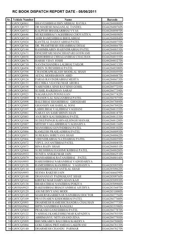 RC BOOK DISPATCH REPORT DATE - 08/06/2011 - Surat R.T.O.