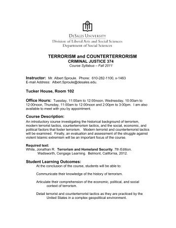 TERRORISM and COUNTERTERRORISM