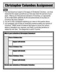 Christopher Columbus Assignment - Wyoming City Schools