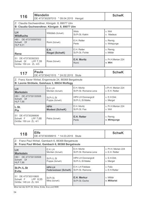 Pferdezuchtverband Baden-Württemberg - Fohlenschaukatalog Kleinpferde/Kaltblut I