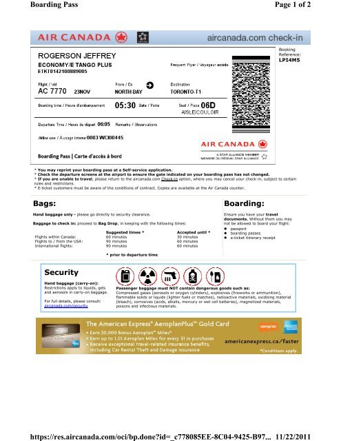 Air canada early on sale check in