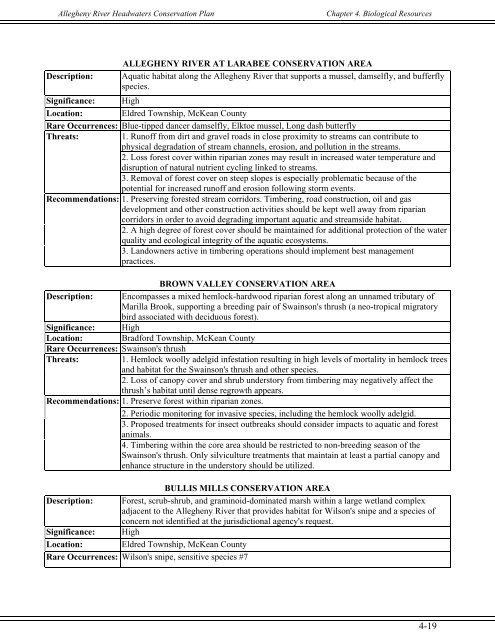 Allegheny River Headwaters Watershed Conservation Plan