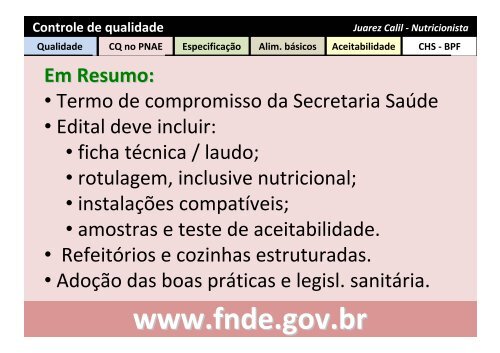 Controle de qualidade - REBRAE - Rede Brasileira de Alimentação ...