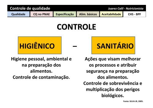Controle de qualidade - REBRAE - Rede Brasileira de Alimentação ...