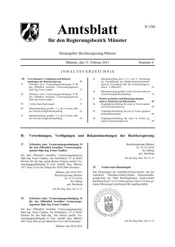 Amtsblatt für den Regierungsbezirk Münster - Bezirksregierung ...