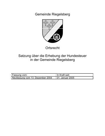 Satzung über die Erhebung der Hundesteuer in der