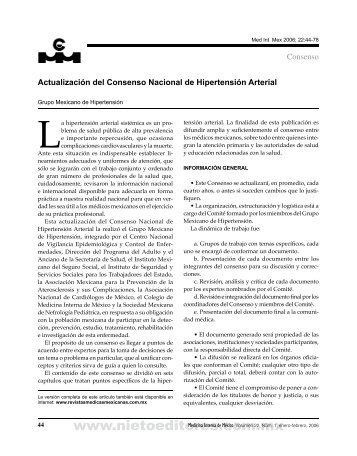 Actualización del consenso nacional de Hipertensión arterial