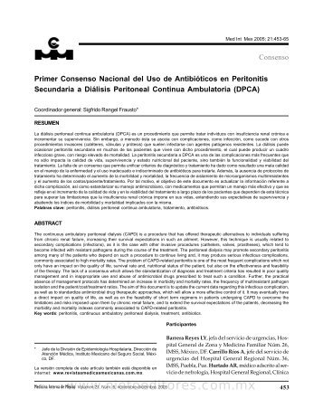 Primer Consenso Nacional del Uso de Antibióticos en Peritonitis ...