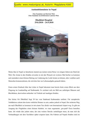 Auslandsfamulatur in Nepal Dhulikhel Hospital 29.8.2010 â 24.9 ...