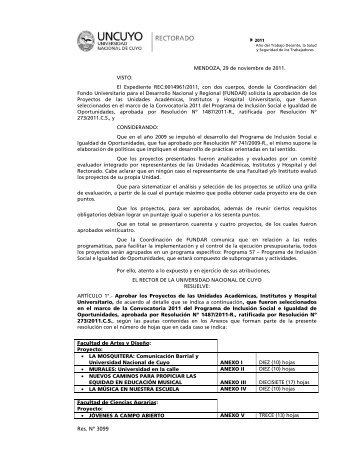 Res. 3099/2011 R - Universidad Nacional de Cuyo