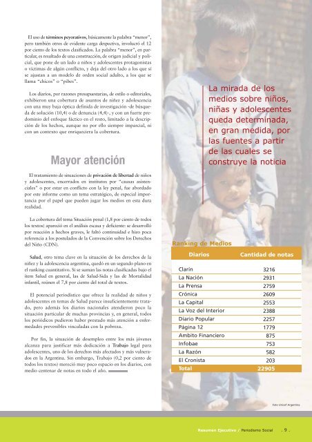 NiÃ±ez y adolescencia prensa argentina - Unicef