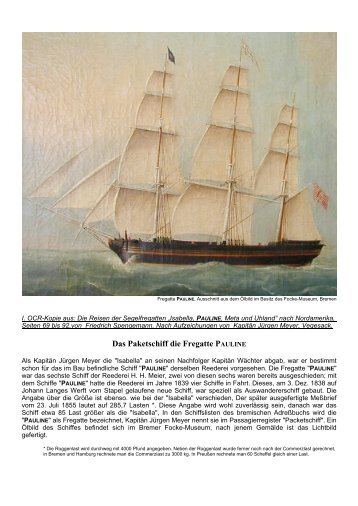Das Paketschiff die Fregatte PAULINE - Danziger Seeschiffer