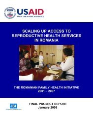 Final Project Report - Romanian Family Health Initiative (RFHI) - JSI ...