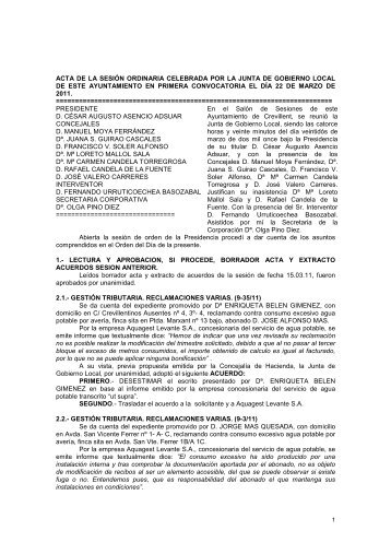 acta de la sesiÃ³n ordinaria celebrada por la junta de gobierno local ...