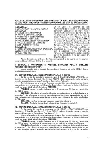 acta de la sesiÃ³n ordinaria celebrada por la junta de gobierno local ...