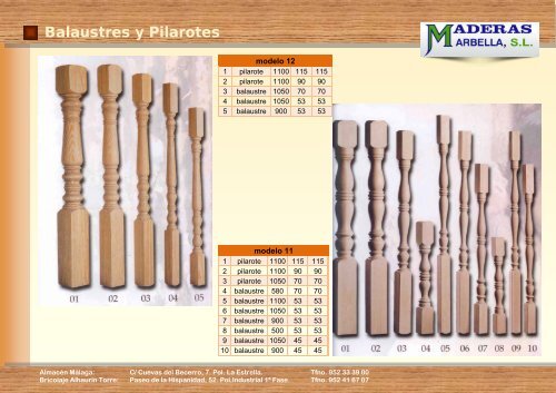 Balaustres y Pilarotes - Maderas Marbella, SL.