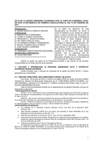 acta de la sesiÃ³n ordinaria celebrada por la junta de gobierno local ...