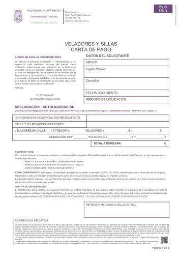 veladores y sillas carta de pago 005 - Ayuntamiento de Palencia