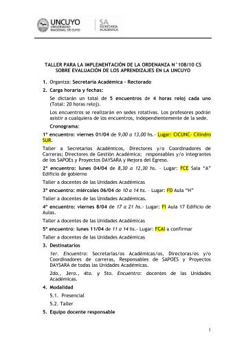 Talleres Ord. 108-10 CS.pdf - Universidad Nacional de Cuyo