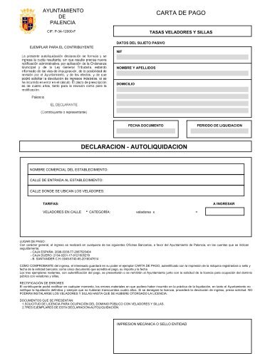 carta de pago declaracion - autoliquidacion - Ayuntamiento de ...