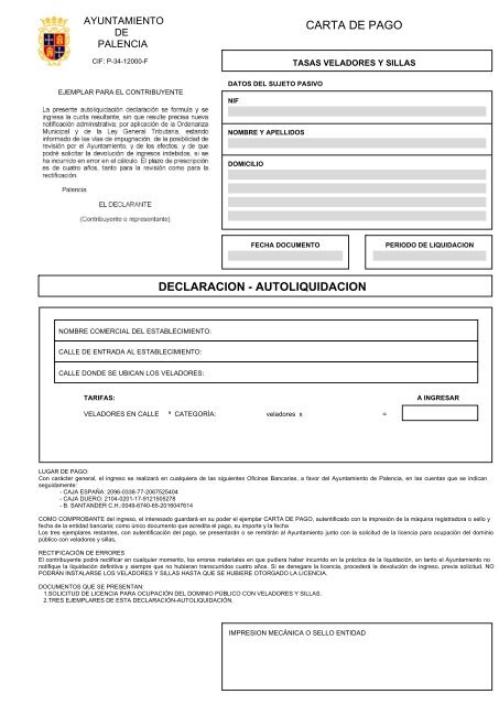 Carta De Pago Declaracion Autoliquidacion Ayuntamiento De