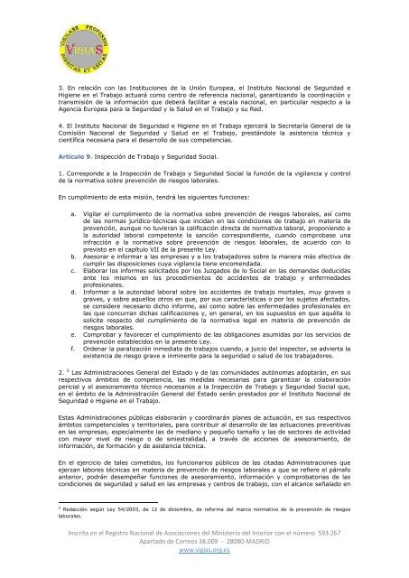 Ley 31/1995, de 8 de noviembre, de Prevención de ... - VigiaS