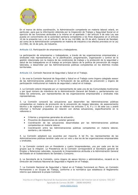 Ley 31/1995, de 8 de noviembre, de Prevención de ... - VigiaS