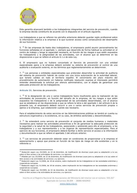 Ley 31/1995, de 8 de noviembre, de Prevención de ... - VigiaS