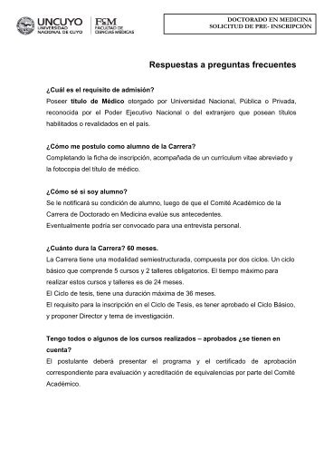 Doctorado preguntas frecuentes.pdf - Facultad de Ciencias MÃ©dicas