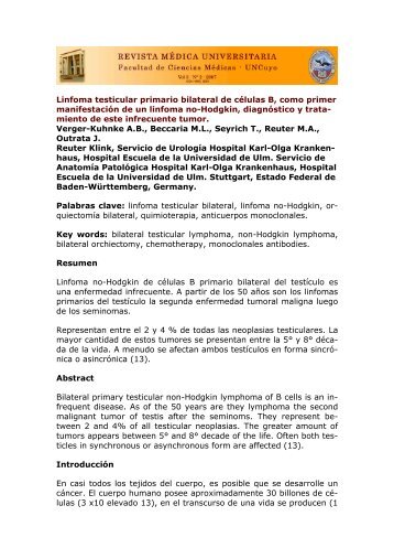 Linfoma testicular primario bilateral de cÃ©lulas B, como primer ...